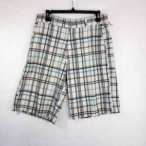 OP Shorts Mens 30 Plaid Golf Shorts 4-Way Stretch Blue Black Casual‎ Retro Y2K